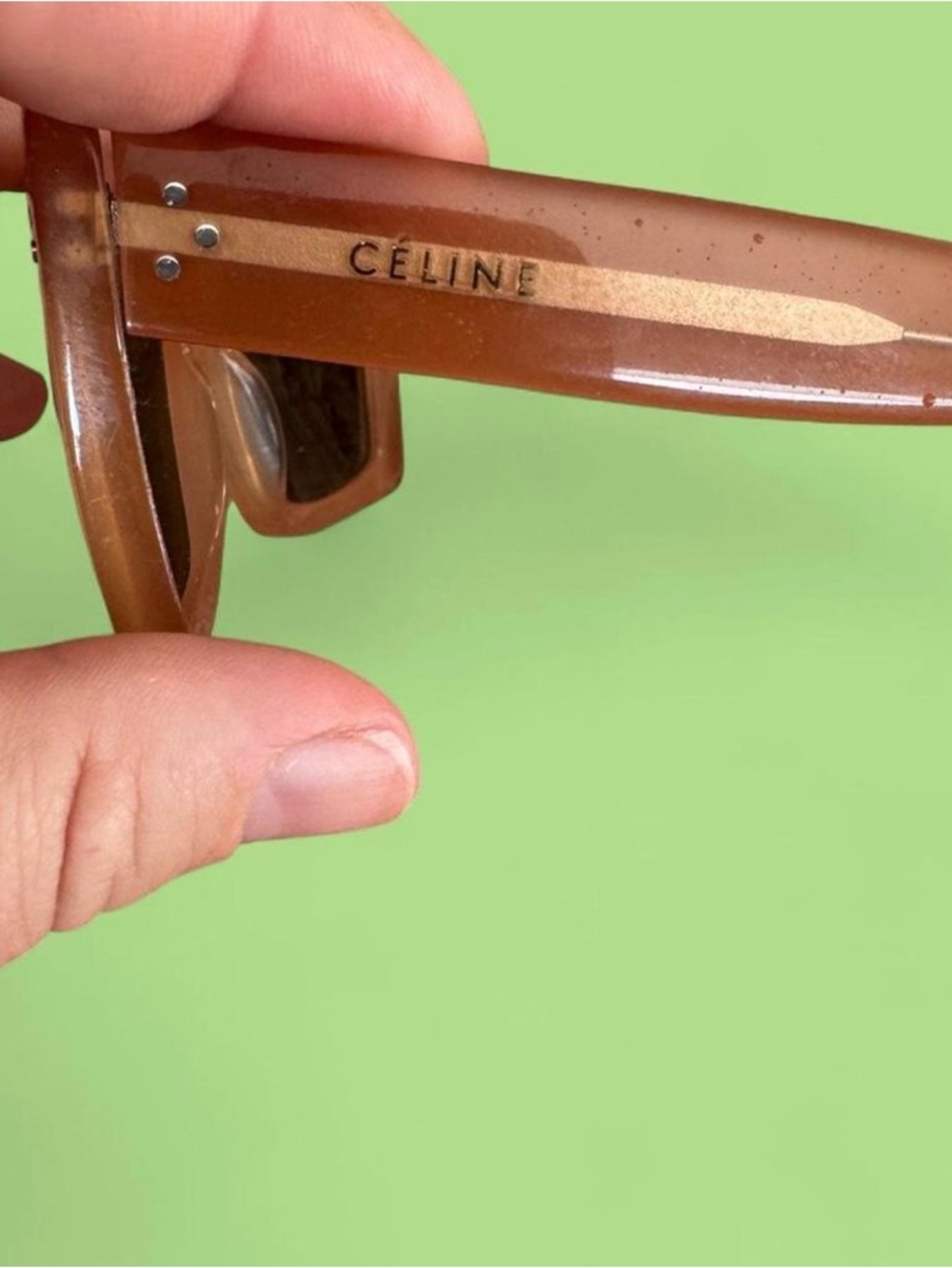 Celine Brown Square Oversized Sunglasses with Dark Lenses - Picture 3 of 5